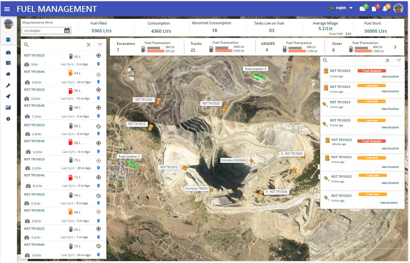 Get real-time alerts for fuel consumption levels of your fleet