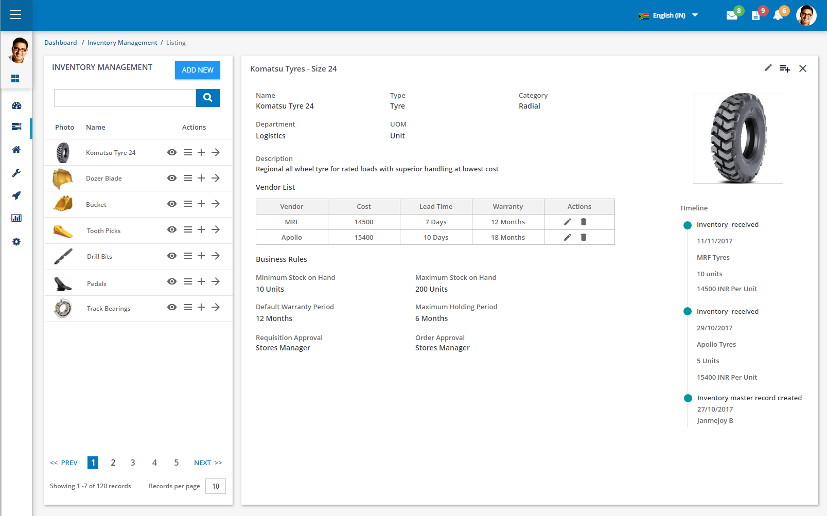 Analyse your inventory to compare product variations, costs, warranties, lead times, and much more.