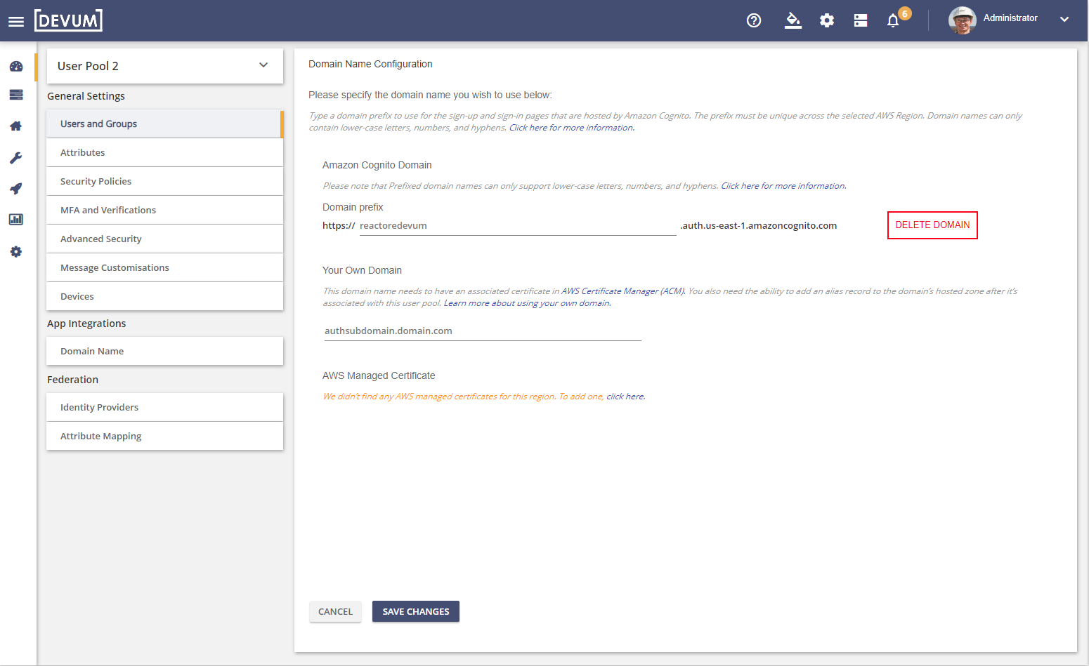 Domain Name Config